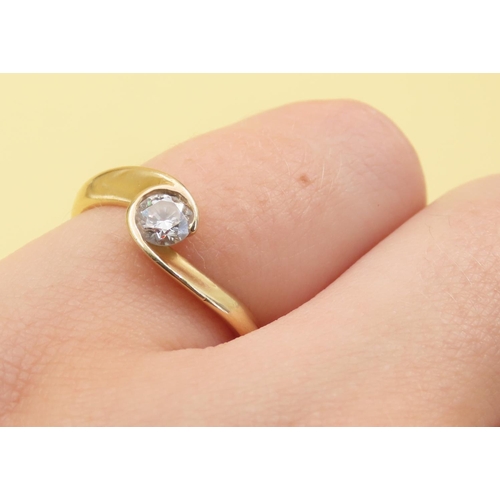 591 - Half Bezel Set Diamond Solitaire Ring Mounted on 18 Carat Yellow Gold Band Size L