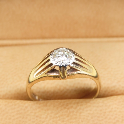 593 - Diamond Solitaire Ring Mounted on 9 Carat Yellow Gold Band Size Q