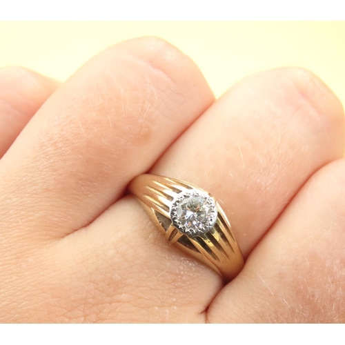 593 - Diamond Solitaire Ring Mounted on 9 Carat Yellow Gold Band Size Q