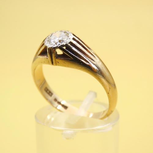 593 - Diamond Solitaire Ring Mounted on 9 Carat Yellow Gold Band Size Q