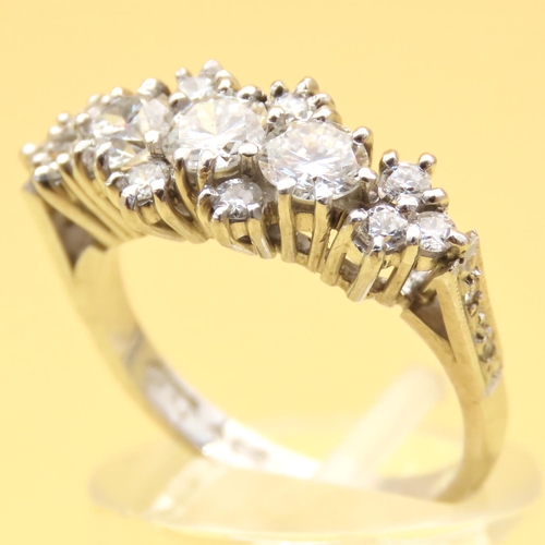 6 - Three Stone Diamond Cluster Ring Mounted on Platinum Band Size N