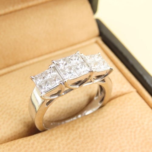 600 - Twelve Stone Princess Cut Trellis Set Diamond Ring Mounted on 18 Carat White Gold Band Size O 6.5 Gr... 