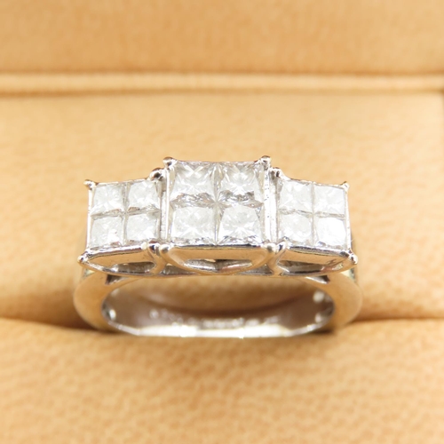 600 - Twelve Stone Princess Cut Trellis Set Diamond Ring Mounted on 18 Carat White Gold Band Size O 6.5 Gr... 