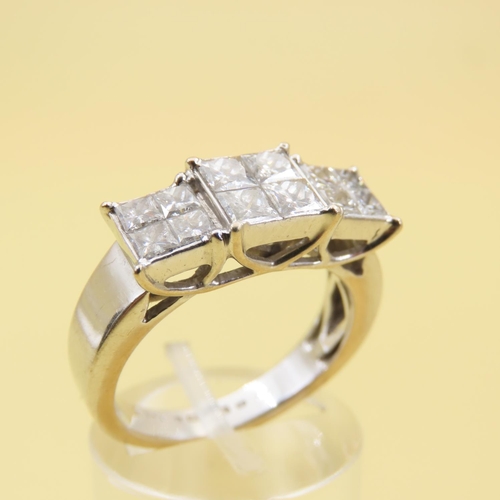 600 - Twelve Stone Princess Cut Trellis Set Diamond Ring Mounted on 18 Carat White Gold Band Size O 6.5 Gr... 