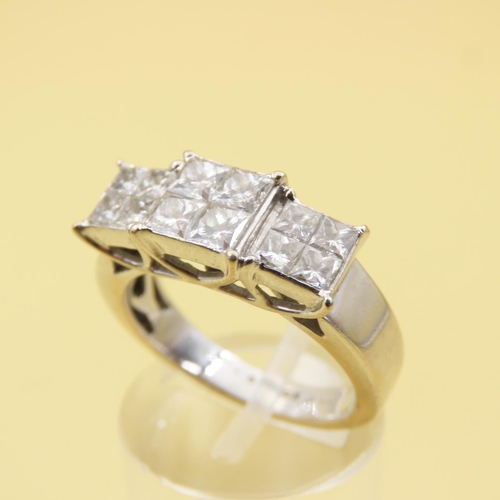 600 - Twelve Stone Princess Cut Trellis Set Diamond Ring Mounted on 18 Carat White Gold Band Size O 6.5 Gr... 