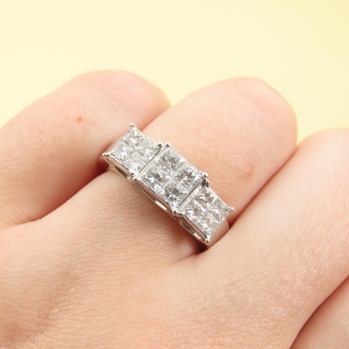 600 - Twelve Stone Princess Cut Trellis Set Diamond Ring Mounted on 18 Carat White Gold Band Size O 6.5 Gr... 