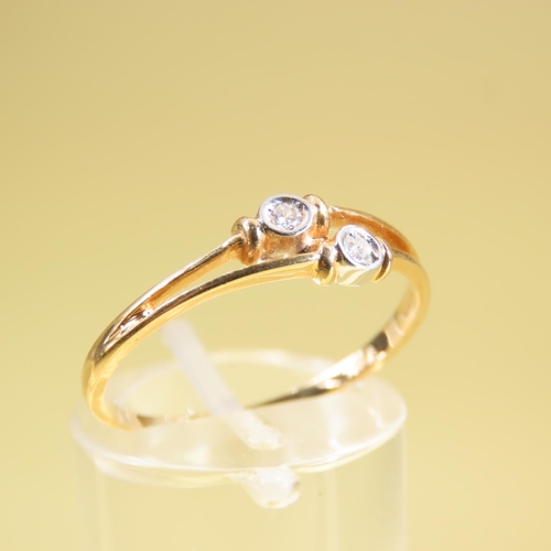 607 - Twin Stone Diamond Ring Mounted on 18 Carat Yellow Gold Band Size Q