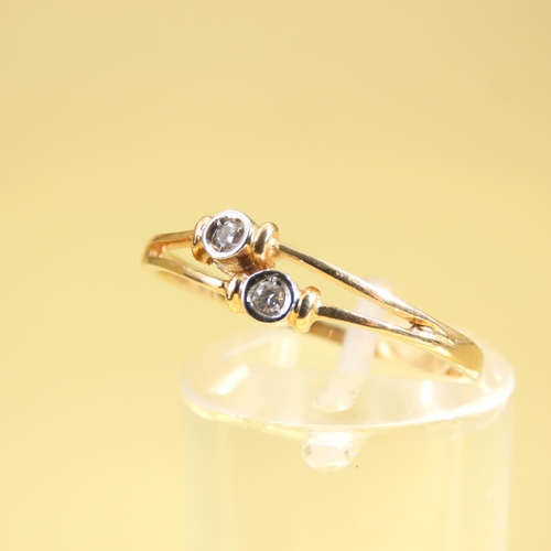 607 - Twin Stone Diamond Ring Mounted on 18 Carat Yellow Gold Band Size Q