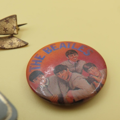 613 - Beatles Lapel Button and Photograph Holder Pendant with Beatles Photographs