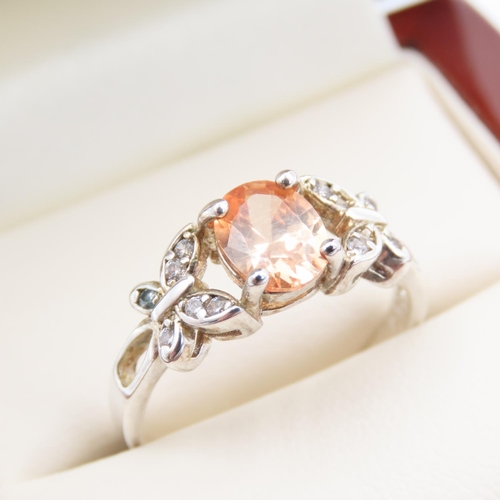 618 - Cognac Citrine Set Ring Mounted on Silver Band Ring Size Q