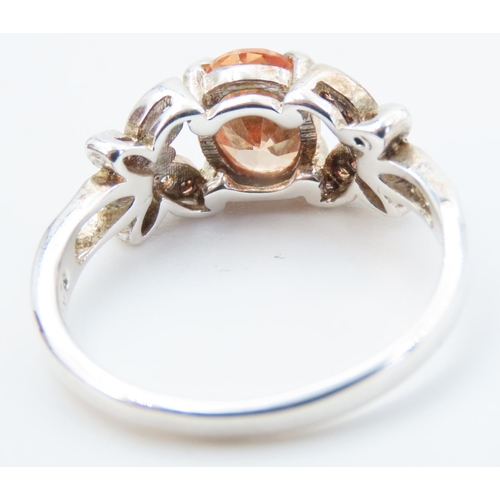 618 - Cognac Citrine Set Ring Mounted on Silver Band Ring Size Q