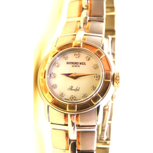 622 - Raymond Weil Parsifal Silver Tone Ladies Wristwatch Date Aperture  As New Unworn