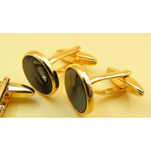 631 - Two Pairs of Black Onyx and Opal Cuff Links As New Unworn