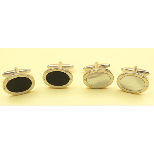 632 - Two Pairs of Black Onyx and Mother of Pearl Cuff Links As New Unworn