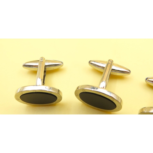 632 - Two Pairs of Black Onyx and Mother of Pearl Cuff Links As New Unworn