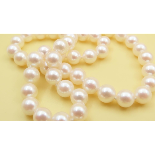 633 - Two Pairs of Pearl Necklaces with 9 Carat Yellow Gold Clasps As New Unworn