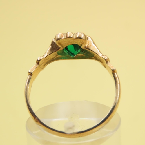 635 - Diopside Inset Claddagh Ring Mounted on 9 Carat Yellow Gold Band Size O As New Unworn