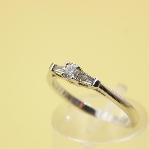 636 - Three Stone Trellis Set Diamond Ring Mounted on 18 Carat White Gold Band Size M and a Half As New Un... 