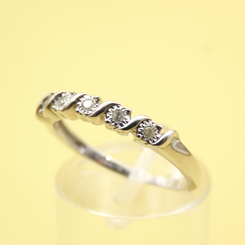 637 - Five Stone Diamond Ring Mounted on 9 Carat White Gold Band Size O As New Unworn