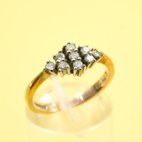 640 - Nine Stone Diamond Cluster Ring Minted on 9 Carat Yellow Gold Band Size L As New Unworn