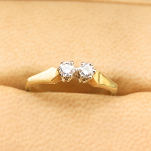 642 - Twin Stone Diamond Ring Mounted on 18 Carat Yellow Gold Band Size M As New Unworn