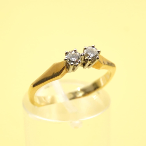 642 - Twin Stone Diamond Ring Mounted on 18 Carat Yellow Gold Band Size M As New Unworn