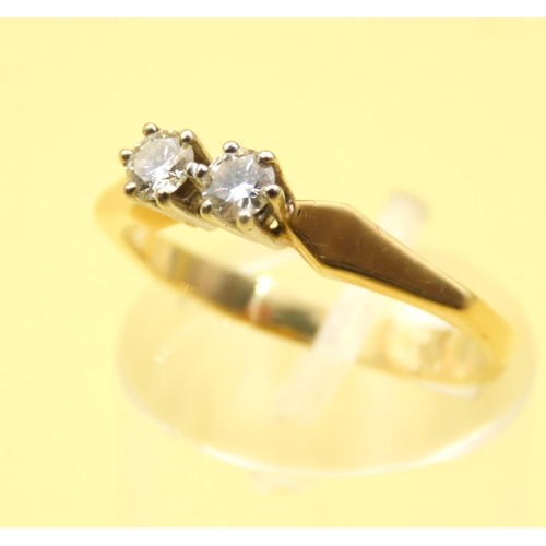 642 - Twin Stone Diamond Ring Mounted on 18 Carat Yellow Gold Band Size M As New Unworn