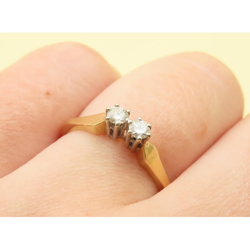 642 - Twin Stone Diamond Ring Mounted on 18 Carat Yellow Gold Band Size M As New Unworn