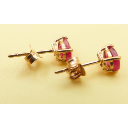 648 - Pair of Ruby Set 9 Carat Yellow Gold Stud Earrings As New Unworn