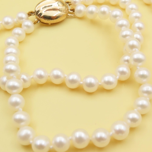 653 - Pearl Necklace and Bracelet Set with 9 Carat Yellow Gold Clasps As New Unworn