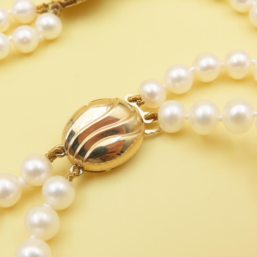 653 - Pearl Necklace and Bracelet Set with 9 Carat Yellow Gold Clasps As New Unworn