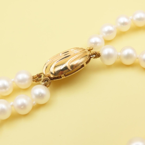 653 - Pearl Necklace and Bracelet Set with 9 Carat Yellow Gold Clasps As New Unworn