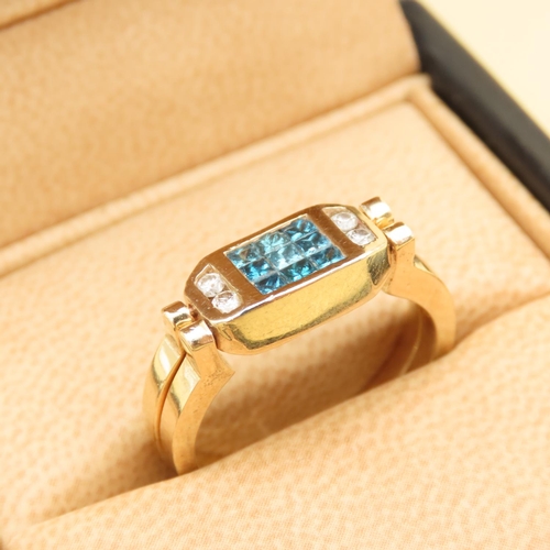67 - Diamond and Blue Diamond Metamorphic Reversable Ring Mounted on a 18 Carat Yellow Gold Band Size Q a... 