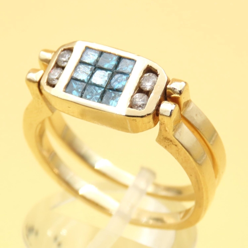 67 - Diamond and Blue Diamond Metamorphic Reversable Ring Mounted on a 18 Carat Yellow Gold Band Size Q a... 