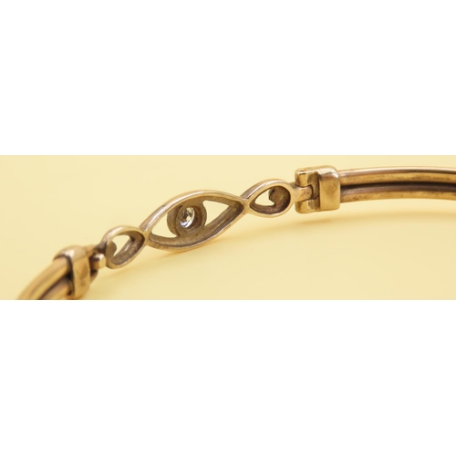 77 - Diamond Set 9 Carat Yellow Gold Bracelet Inner width 6.5cm