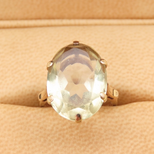78 - Pale Citrine Statement Ring Mounted on  9 Carat Yellow Gold Band Size K