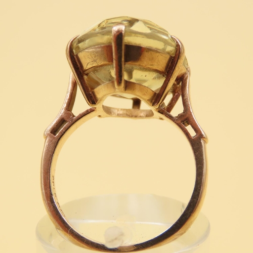 78 - Pale Citrine Statement Ring Mounted on  9 Carat Yellow Gold Band Size K