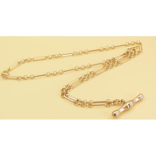 86 - 9 Carat Yellow Gold T- Bar Necklace 46cm Long