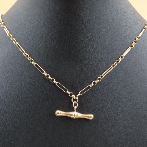 86 - 9 Carat Yellow Gold T- Bar Necklace 46cm Long