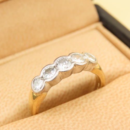 9 - Five Stone Diamond Ring Mounted in 14 Carat Yellow and White Gold Ring Size P