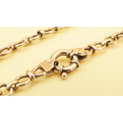 92 - 9 Carat Yellow Gold Mixed Link Necklace 44cm Long with Barrell Ring Clasp