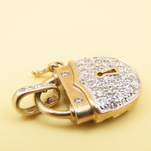 93 - Gemset Locket Design Pendant 2.5cm High Mounted on 9 Carat Yellow Gold