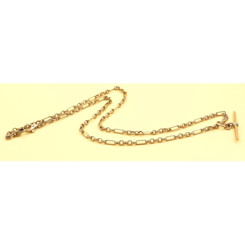 95 - 9 Carat Yellow Gold Mixed Link T- Bar Necklace 48cm Long Artculated Form