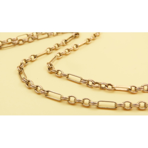 95 - 9 Carat Yellow Gold Mixed Link T- Bar Necklace 48cm Long Artculated Form