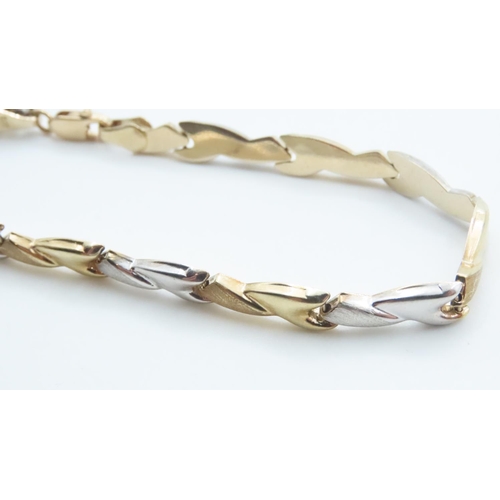 1002 - 9 Carat Yellow and White Gold Link Bracelet 19cm Long