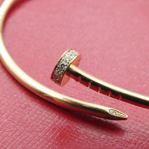 1010 - 18 Carat Yellow Gold Diamond Set JUSTE UN CLOU Bracelet by Cartier Original Box And Certificate Pres... 