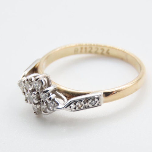 1016 - Ladies Diamond Cluster Ring Set in Platinum Mounted in 9 Carat Yellow Gold Ring Size L