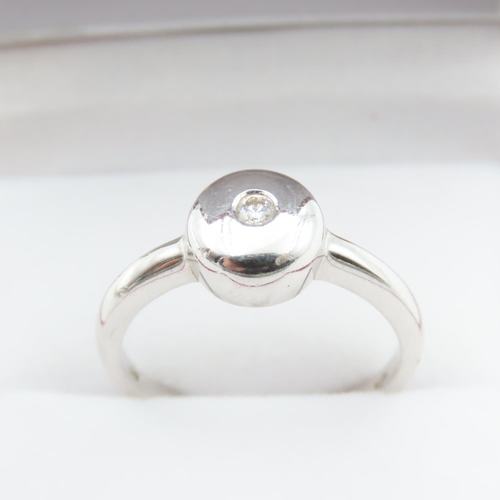 1018 - Bezel Set Diamond Ring Mounted in Platinum Band Ring Size P and a Half