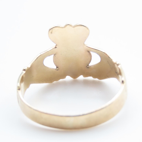 1019 - 9 Carat Yellow Gold Claddagh Ring Size S