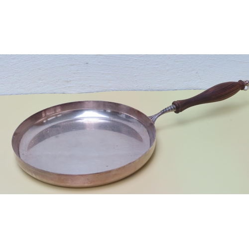 102 - Flambe Pan Attractively Detailed Silver Plate Turned Handle Approximately 11 Inches Diameter